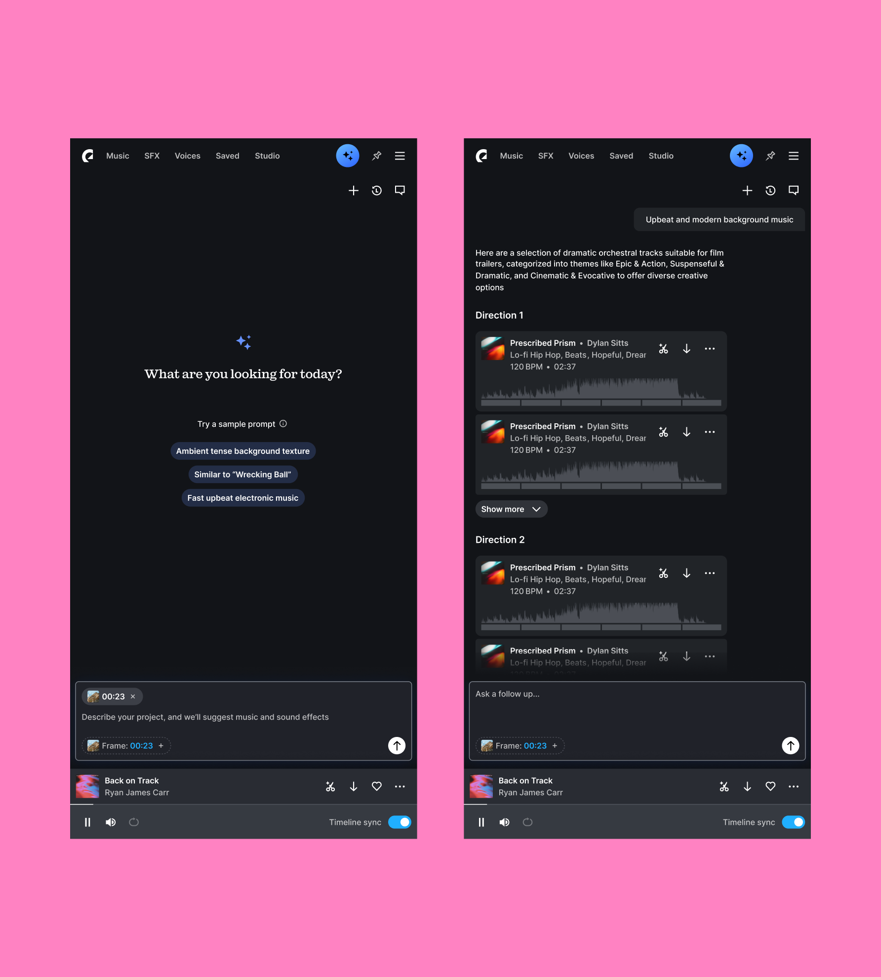 Plugin — the assistant panel, empty state and results