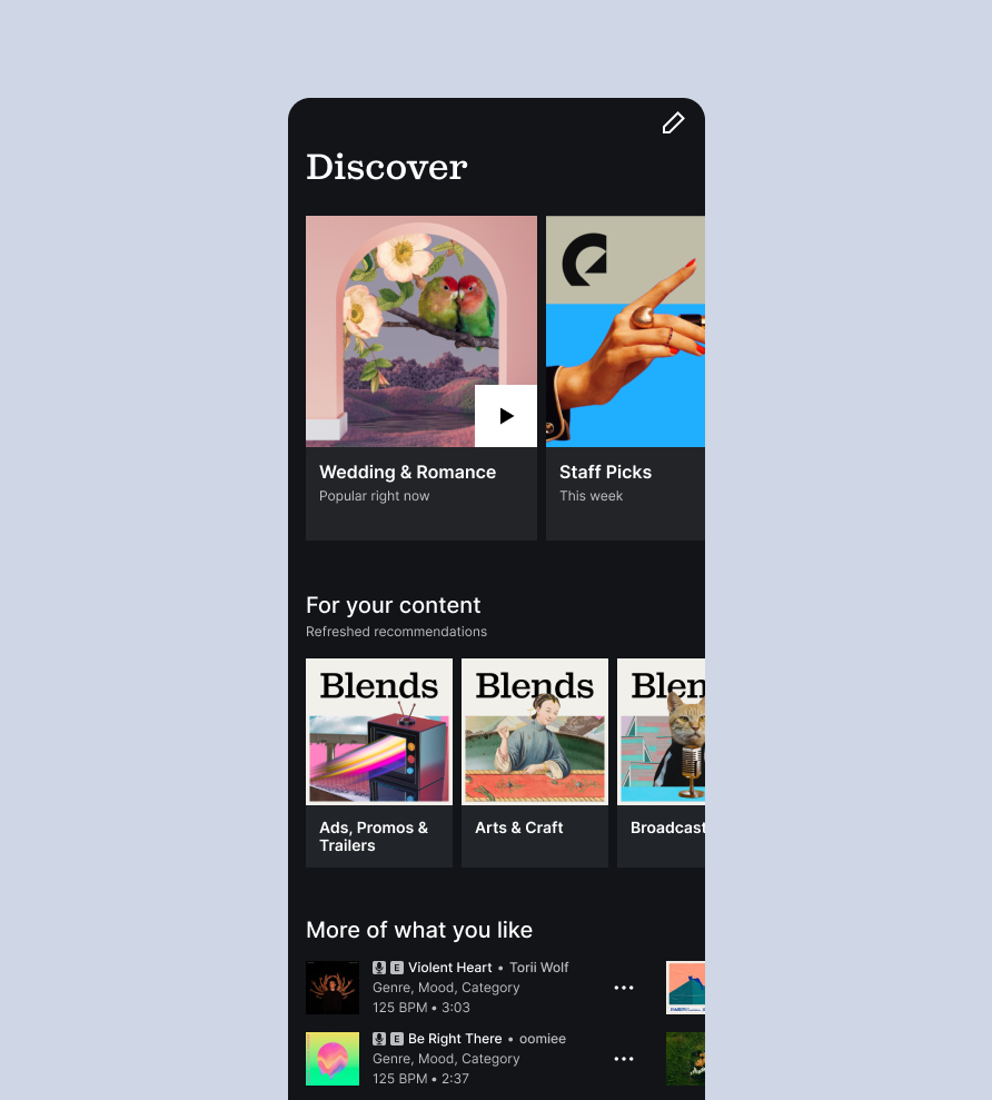 Reimagined Discover — discover home with personalised picks
