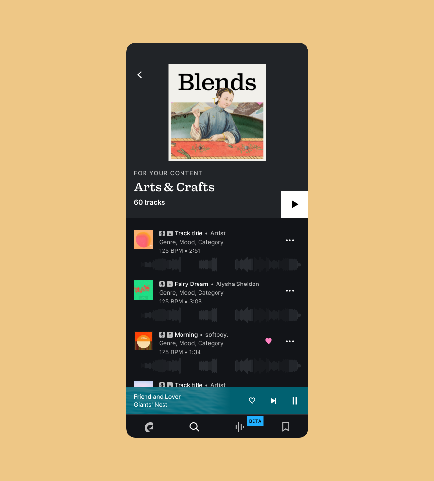 Reimagined Discover — Arts & Crafts playlist with player