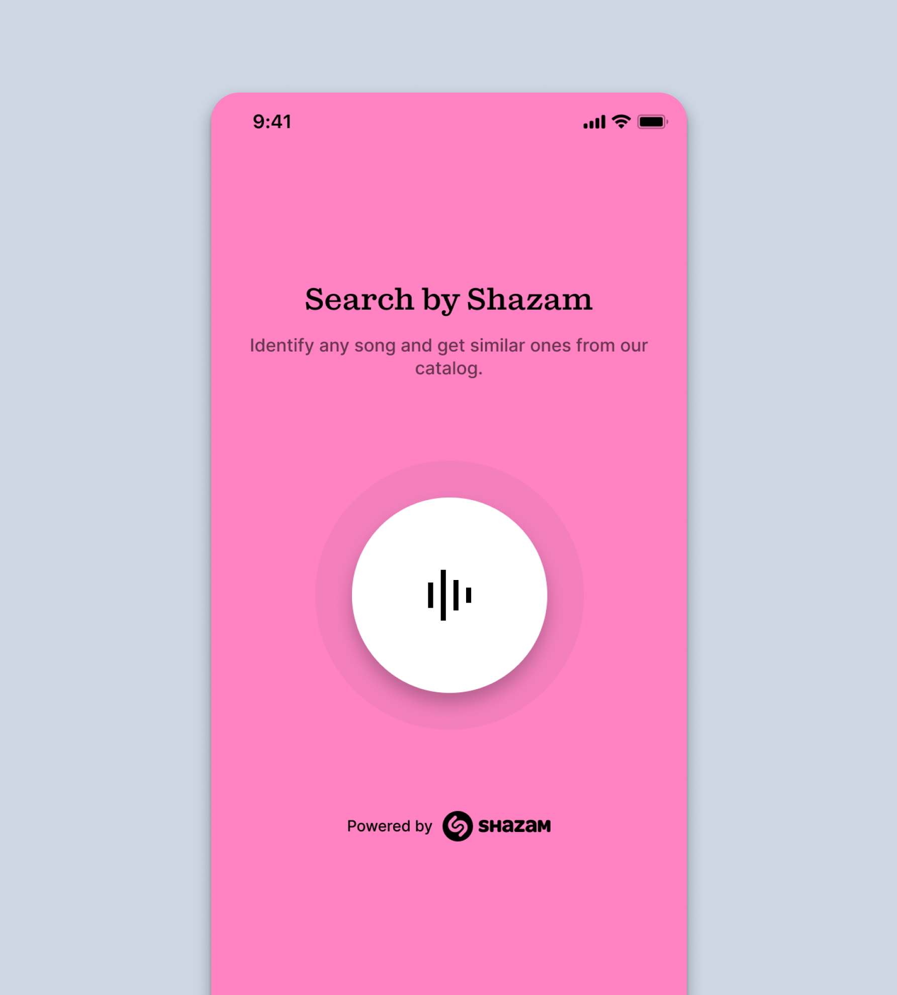 Search by Shazam — start screen