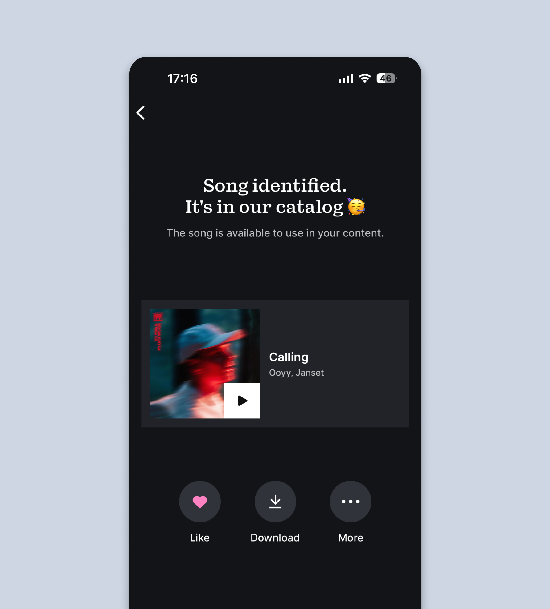 Search by Shazam — song identified